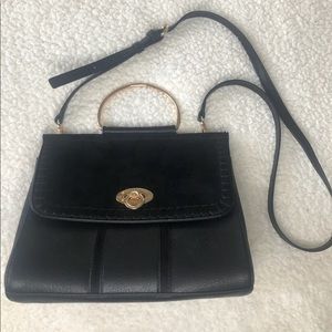 Lauren Conrad Black and Rose Gold Crossbody Bag